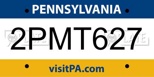 2PMT627 Pennsylvania License Plate