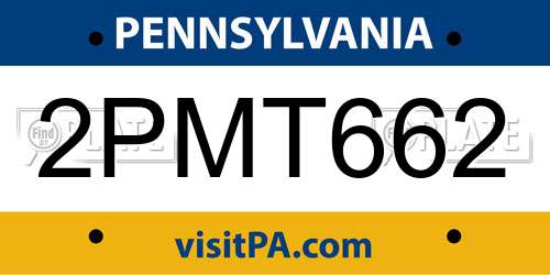 2PMT662 Pennsylvania License Plate