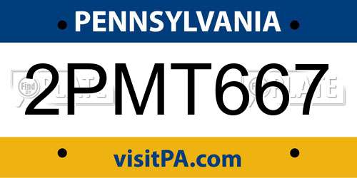 2PMT667 Pennsylvania License Plate