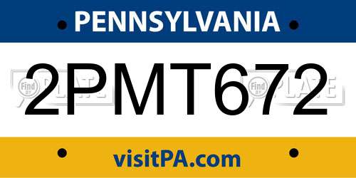 2PMT672 Pennsylvania License Plate
