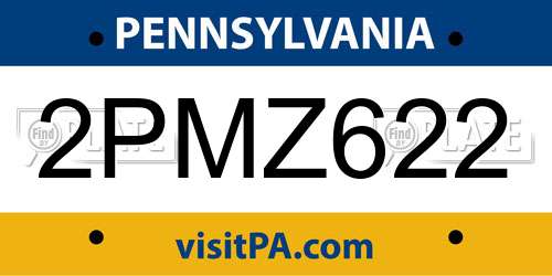 2PMZ622 Pennsylvania License Plate