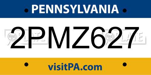 2PMZ627 Pennsylvania License Plate