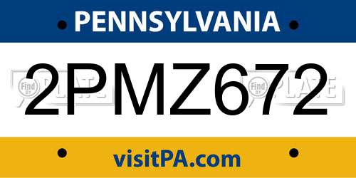 2PMZ672 Pennsylvania License Plate