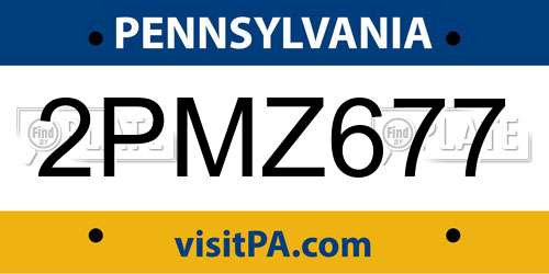 2PMZ677 Pennsylvania License Plate