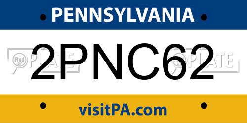 2PNC62 Pennsylvania License Plate