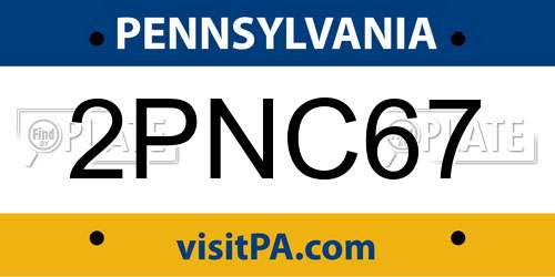 2PNC67 Pennsylvania License Plate
