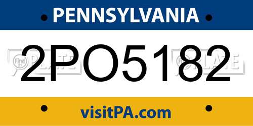 2PO5182 Pennsylvania License Plate