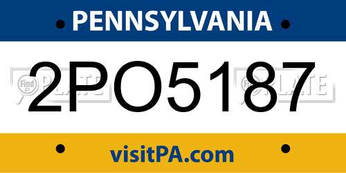 2PO5187 Pennsylvania License Plate