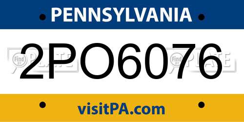 2PO6076 Pennsylvania License Plate