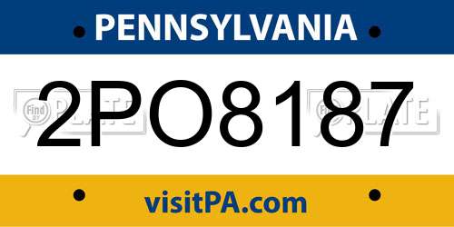 2PO8187 Pennsylvania License Plate