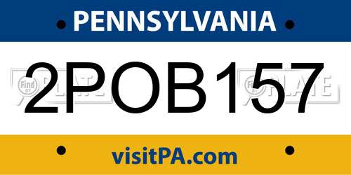 2POB157 Pennsylvania License Plate
