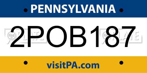 2POB187 Pennsylvania License Plate