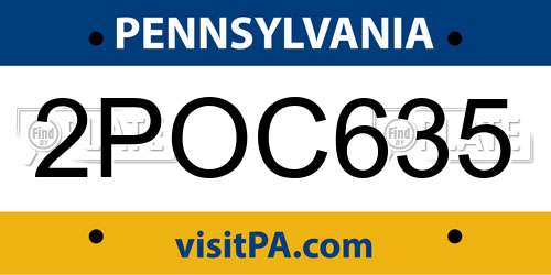 2POC635 Pennsylvania License Plate