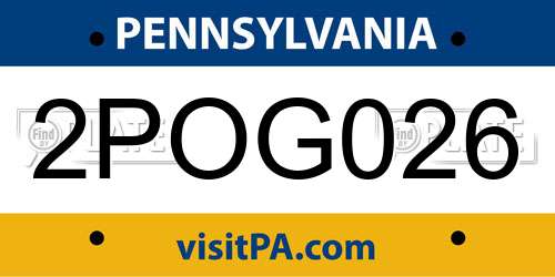 2POG026 Pennsylvania License Plate