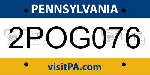 2POG076 Pennsylvania License Plate