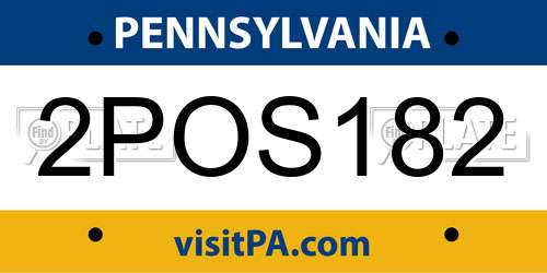2POS182 Pennsylvania License Plate