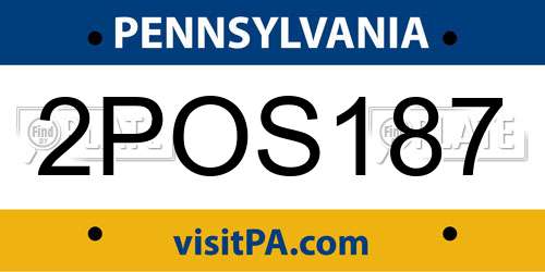 2POS187 Pennsylvania License Plate