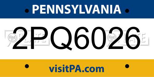 2PQ6026 Pennsylvania License Plate