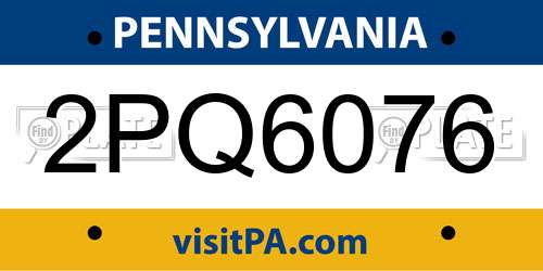 2PQ6076 Pennsylvania License Plate