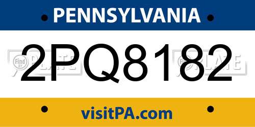 2PQ8182 Pennsylvania License Plate
