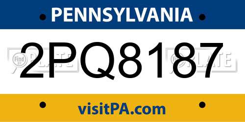 2PQ8187 Pennsylvania License Plate