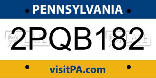 2PQB182 Pennsylvania License Plate