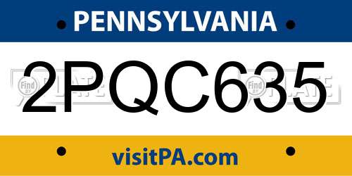 2PQC635 Pennsylvania License Plate