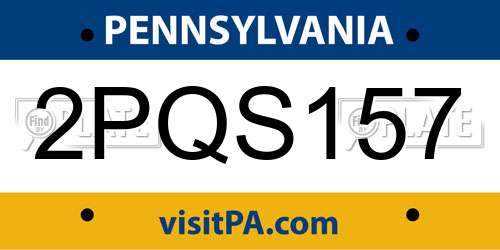 2PQS157 Pennsylvania License Plate