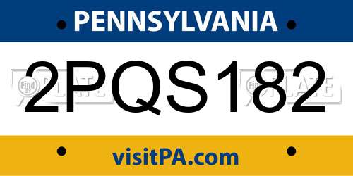 2PQS182 Pennsylvania License Plate