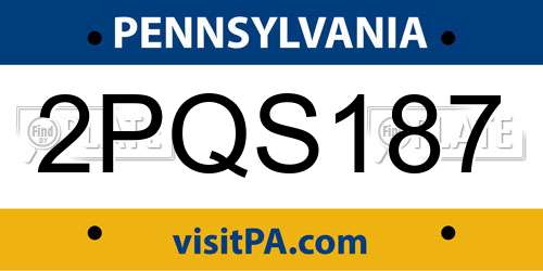 2PQS187 Pennsylvania License Plate
