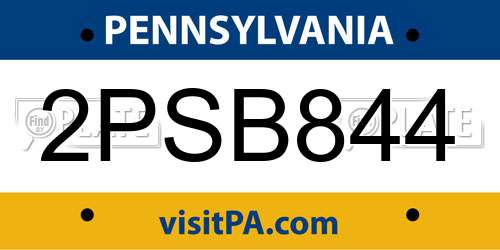 2PSB844 Pennsylvania License Plate