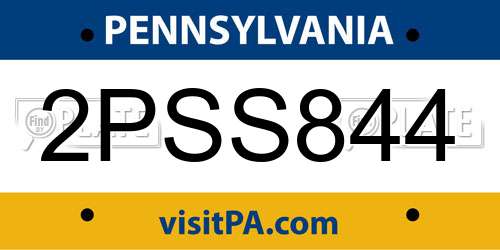 2PSS844 Pennsylvania License Plate