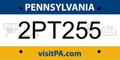 2PT255 Pennsylvania License Plate