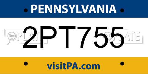 2PT755 Pennsylvania License Plate