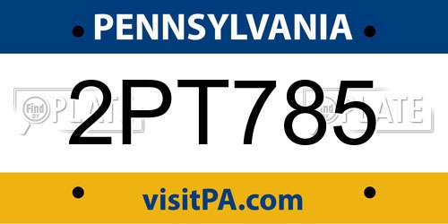 2PT785 Pennsylvania License Plate