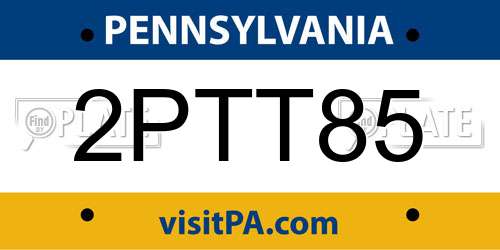 2PTT85 Pennsylvania License Plate
