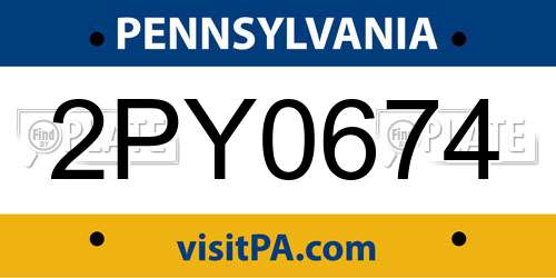 2PY0674 Pennsylvania License Plate
