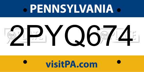 2PYQ674 Pennsylvania License Plate