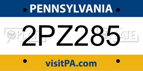 2PZ285 Pennsylvania License Plate