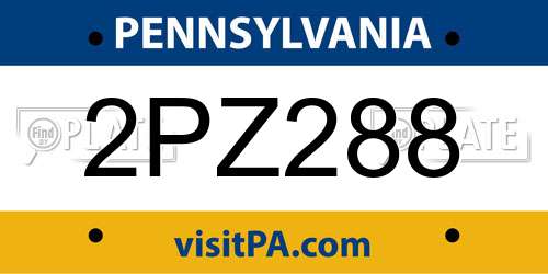 2PZ288 Pennsylvania License Plate