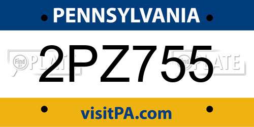 2PZ755 Pennsylvania License Plate