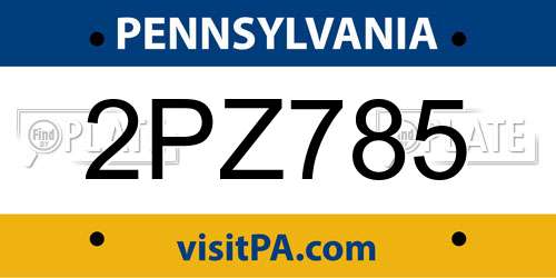 2PZ785 Pennsylvania License Plate