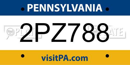2PZ788 Pennsylvania License Plate
