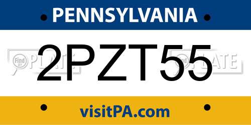 2PZT55 Pennsylvania License Plate