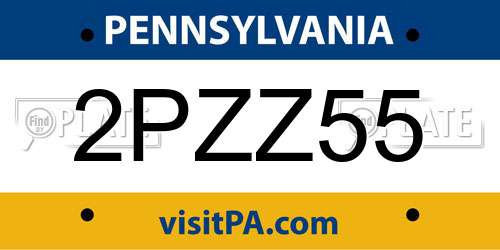 2PZZ55 Pennsylvania License Plate