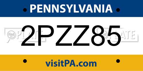 2PZZ85 Pennsylvania License Plate