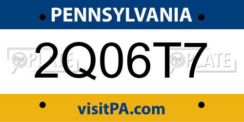 2Q06T7 Pennsylvania License Plate