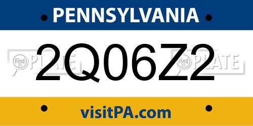 2Q06Z2 Pennsylvania License Plate