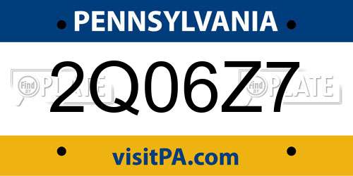 2Q06Z7 Pennsylvania License Plate
