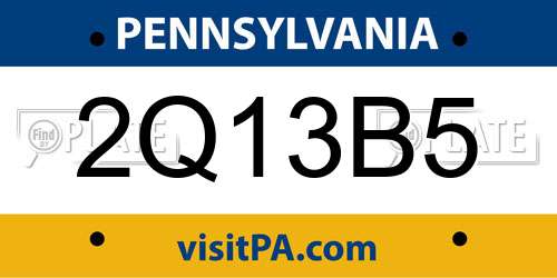 2Q13B5 Pennsylvania License Plate